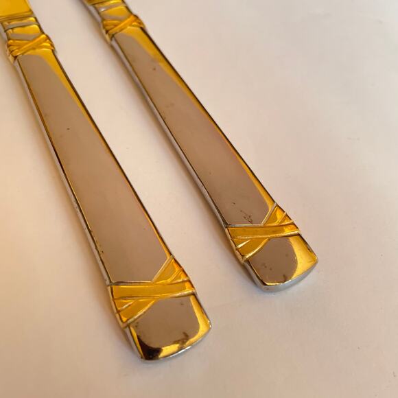 Vintage Lot of 2 REED and BARTON Fanfare Gold Modern Solid Knife 1996 18/8 - Picture 3 of 6